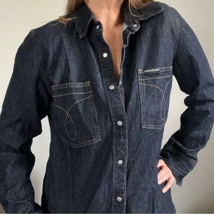 Calvin Klein - Snap Button Denim Shirt - size Large